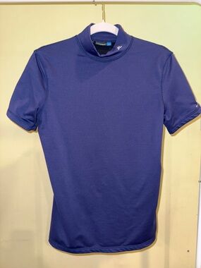 J.Lindeberg Navy Short-Sleeve Mock Neck Polo